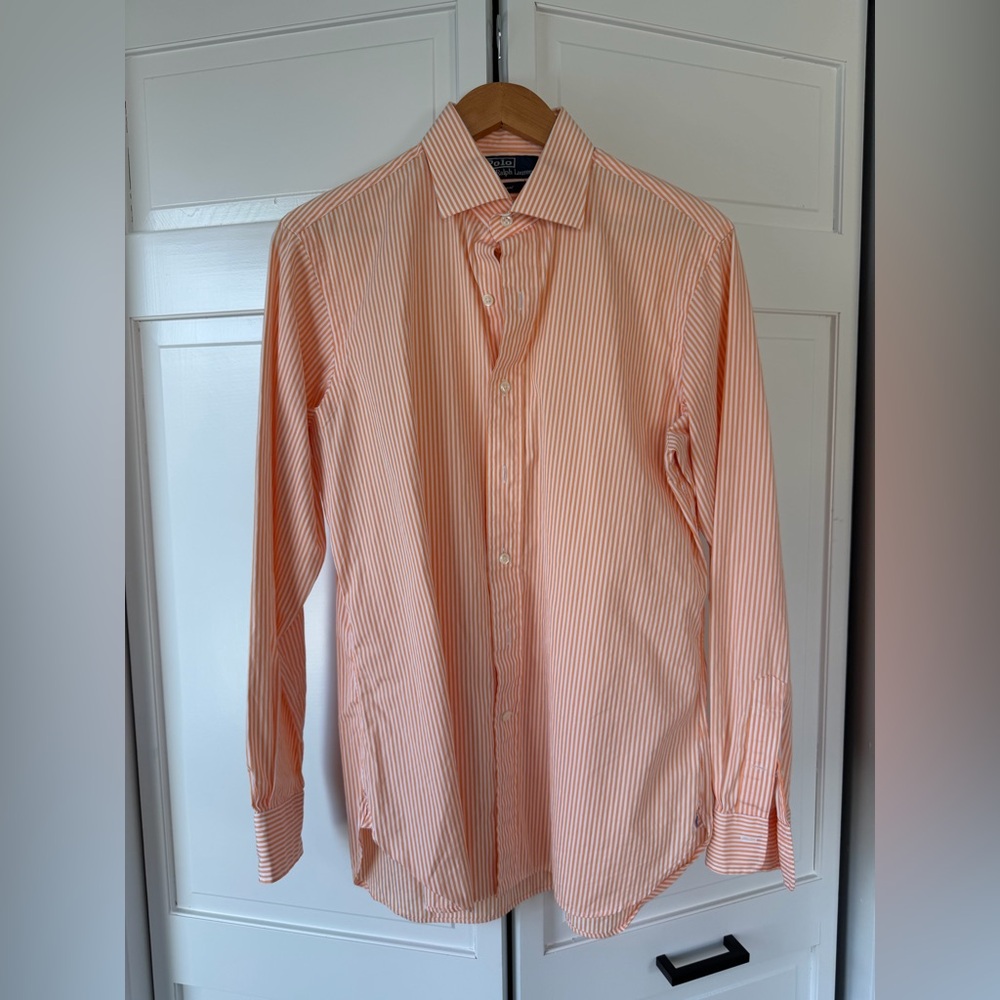 Polo Ralph Lauren Regent Men's Striped Dress Shirt - Orange/White